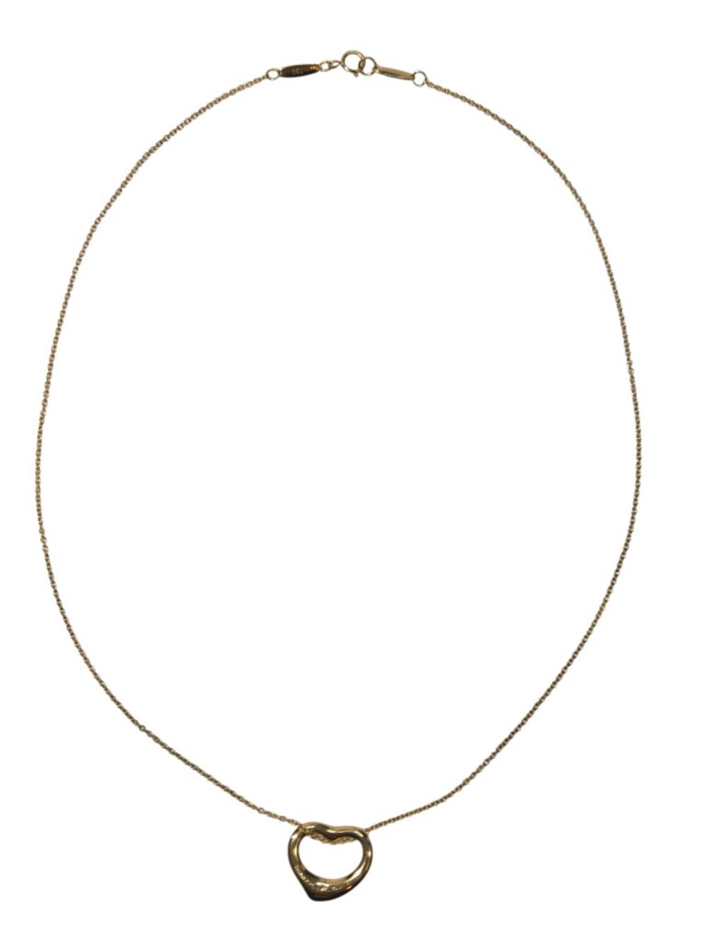 Tiffany & Co. Elsa Peretti 18K Yellow Gold Small Open Heart Necklace 16" #25220